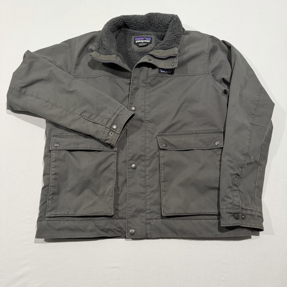 Patagonia Mens XL Maple Grove Canvas Jacket Fleece Lined Forge Grey Hood 26995